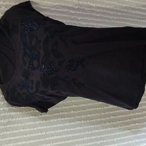 Coldwater Creek Blue short sleeve. Bead detail. Medium 10-12